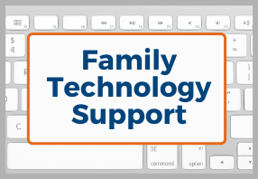  Family technology support with keyboard background